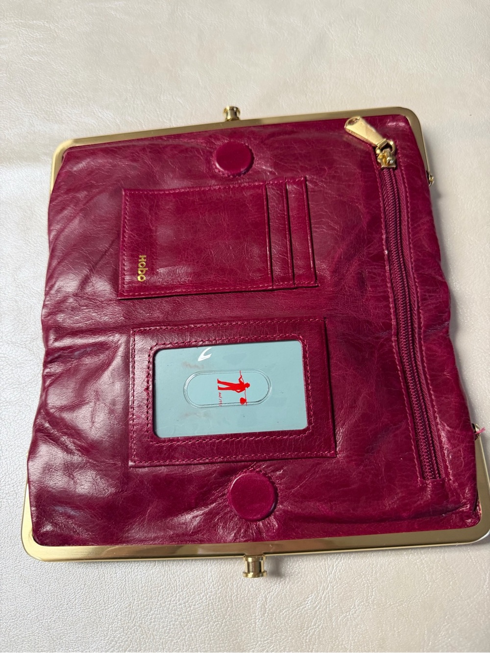 HOBO Embossed Floral Clasp Wallet - Burgundy - Picture 5 of 11